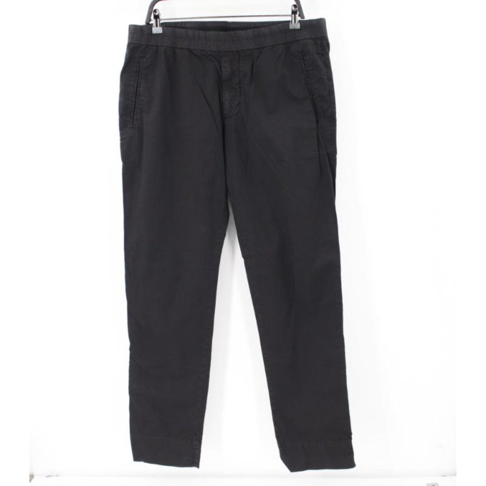 James Perse Pants Men 3 Cotton Linen Elastic Waist Drawstring Black straight leg